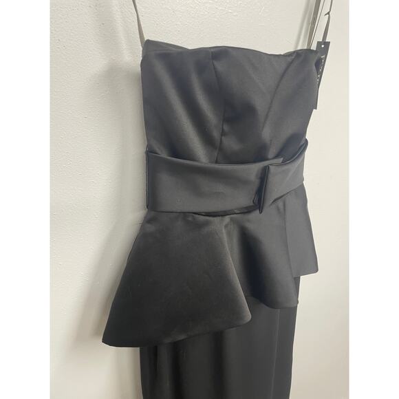 NWT White by Vera Wang SZ 0 Black Strapless Peplum Full Length Formal Gown NEW - Picture 14 of 15